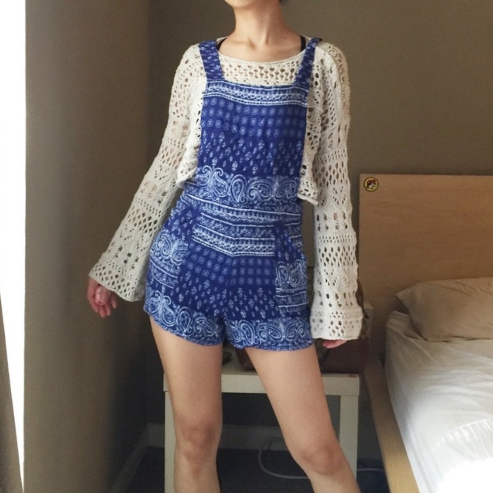 Topshop blue/white Romper/overalls w/ pockets